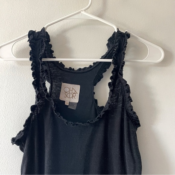 Chaser Black Ruffle Racerback Tank Top | Small - Picture 2 of 6